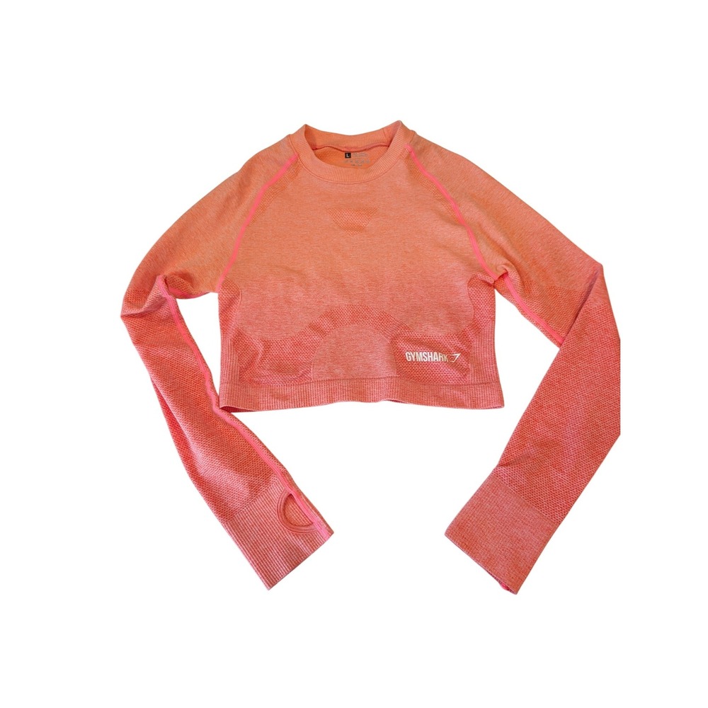 Gymshark Vital Seamless 2.0 SET Coral Orange Crop Top Leggings Womens Large